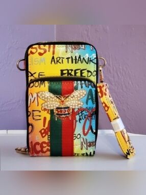 Multicolored Graffiti Crossbody Wallet/Phone Case